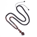 Collar de cuentas de ojo de tigre y piedra de lava con cordón trenzado ajustable - Collar de Ojo de Tigre Rojo