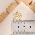 Detailed scale measurement of gold Evil Eye pendant with white cubic zirconia inlay - E004G