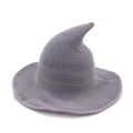Light grey knitted witch hat for Halloween featuring a pointed top and rolled brim - M (56-58cm) / Light Gray