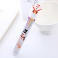 Christmas ten-color ballpoint pen with 3D Santa topper and festive snowman patterns - Santa Claus