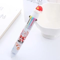 10-color ballpoint pen with Santa Claus pattern and festive red Christmas hat topper - Christmas Hat