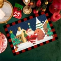 Christmas placemat with Santa Claus and red buffalo plaid border for table decor - CD30-5