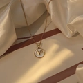 18K gold-plated necklace with a white Aries zodiac shell pendant on silk background - Aries(HF-X2125)