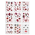Set of 9 Halloween facial temporary tattoos with pumpkin and spooky scar designs - FC001-009 Funny Scar Face Tattoos Set