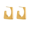 Boucles d'oreilles géométriques minimalistes en forme de C en acier titane doré - Doré