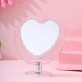 Specchio da trucco a forma di cuore con cornice trasparente e base in metallo regolabile - Bianco