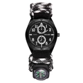 Taktische Outdoor-Quarzuhr für Herren mit Camo-Paracord-Armband und Kompass-Modul - Weiß