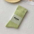 Hellgrüne Damen-Stricksocken aus Baumwolle im Morandi-Stil mit Rippenmuster - Einheitsgröße / Grasgrün