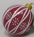 60cm red inflatable Christmas ball with white snowflakes and golden top hook ornament - New Red Diagonal Stripes