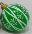 Green 60cm inflatable PVC Christmas ball featuring white snowflake and stripe patterns - New Green Diagonal Stripes