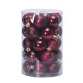 34-piece deep red 4cm Christmas ball set with matte and glitter finish in a PET tube - Burgundy