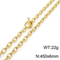 Collana a catena dorata in acciaio inossidabile con chiusura a T lunga 450mm e larga 6mm - 450x6mm / Oro
