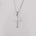 Polierte silberne Kreuz-Halskette aus Edelstahl mit klassischer Gliederkette für Damen und Herren - Silber (MP403)