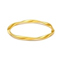 Elegante bracciale rigido Mobius in acciaio inossidabile placcato oro 18k lucido - Diametro interno 60mm / Oro 18K