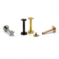 Internal thread detail of star-shaped labret studs in four assorted metal finishes - Five-star / 1.2*6mm / Steel