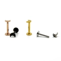 Moon-shaped stainless steel piercing studs in rose gold, black, gold, and silver finishes - Moon / 1.2*6mm / Steel
