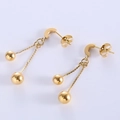 Eleganti orecchini pendenti con nappe di perline dorate per donna in stile vintage sobrio - Oro