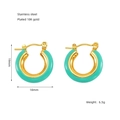 Orecchini a cerchio vintage in acciaio placcato oro 18K con smalto color turchese - Stile Onda Turchese (ZE1292G-02)