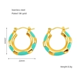 Orecchini a cerchio vintage in acciaio inossidabile oro 18K con smalto turchese - Stile Liscio Turchese (ZE1293G-02)
