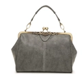 Bolso estilo doctor vintage de cuero gris oscuro mate con cierre de latón y costura - Gris Mate