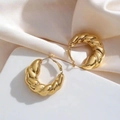 Polished 18K gold plated chunky twisted hoop earrings on an elegant textured backdrop - 24K / Gold