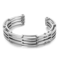 Bracciale in acciaio al titanio argento traforato con cerniera e dettagli di viti - Acciaio (KB137368-KFC)