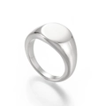 Polished silver stainless steel signet ring with a minimalist flat round surface - US 6 / Steel