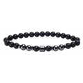 Vista detallada de cuentas de ónix negro mate de 8mm con hematita pulida en esta pulsera - Negro Mate