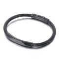 All-black stainless steel snake chain bracelet with curved plaque in minimalist industrial style - Black (KB169226-KLHQ)