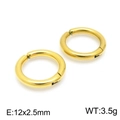 Classic 12mm gold titanium steel non-piercing hoop earrings with polished finish - Smooth Hoop Style (12*2.5mm)