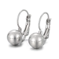 Pendientes de bola en acero inoxidable plateado con cierres seguros tipo leverback - 8mm / Color Acero