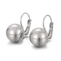 Pendientes de bola minimalistas de acero inoxidable plateado con ganchos pulidos - 12mm / Color Acero