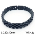 Bracciale cinturino in acciaio inossidabile nero opaco 220x10mm uomo e donna - 220x10mm / Nero (KB167053-K)