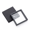 Minimalistischer schwarzer 3D-Schmuck-Schweberahmen mit passender Schutzhülle aus Papier - Quadratische Aufhängungsbox Mit Schwarzem Außenkarton-Set (KQP345-WGYD)