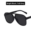 Occhiali da sole aviator retrò a doppio ponte con montatura nera lucida e lenti grigie - Nero Lucido / Grigio
