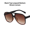 Occhiali da sole aviator retrò con montatura nera e leopardata e lenti marroni sfumate - Nero Leopardo Sfumato Marrone