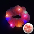 Pink and orange LED mesh scrunchies glowing vibrantly with multi-color light effect - Mesh Orange