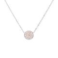 Minimalistische silberne Edelstahl Halskette mit rundem Strass Anhänger Damen Schmuck. - Oktober Rosa - Silber
