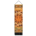 Böhmischer Wandteppich mit Sonnengesicht in warmen Farben und schwarzen Quasten - 32.5x130cm / Stil 2 (Sonnenmuster)