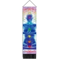 Dettaglio arazzo da meditazione con 7 chakra e motivo del Fiore della Vita - 32.5x130cm / Stile 3-Figura Blu Meditazione