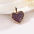 Detalle del colgante de corazón de oro de 14k con circonitas rosas y claras - Dorado/Circonita Rosa