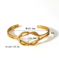 Eleganter 18K vergoldeter Edelstahl Armreif mit Doppelschicht-Knoten-Design für Damen - Knoten-Armreif (YYBL023038) / Gold
