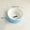 Blue ceramic cat bowl with fishbone design, 12cm diameter and 5.5cm height - Single Blue Bowl (Fish Bone)
