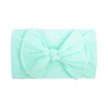 Soft mint green nylon baby headband featuring a large folded bow for infants - Mint Green (030)