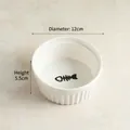 White ceramic hanging pet bowl with fish bone pattern and 12cm diameter size - Single White Bowl (Fish Bone)