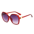 Modern square red translucent sunglasses with gradient lenses and gold accents - Wine Red Frame Smoke Grey Lens