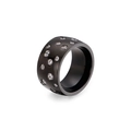 Poliertes schwarzes Edelstahl-Ringband mit verstreut eingesetzten Zirkonia-Steinen - US 6 / Schwarz