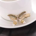 Elegante fermaglio per capelli a farfalla dorato con strass e perle su tazza di ceramica - Farfalla Piccola (Oro e Rosa-Bianco)