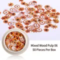 50 Stück Gänseblümchen Holzschliff-Nägel-Flakes in Orange und Gelb, Mischung 06 - 6# Bunte Gänseblümchen (SP0014) / 50 Stk./Packung