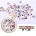Bunte Blumen-Nagelkunst-Flocken aus Zellstoff, 50-teiliges Set in Box Modell 07 - 7# Gemischte Mehrfarbige Blumen (SP0014) / 50 Stk./Packung